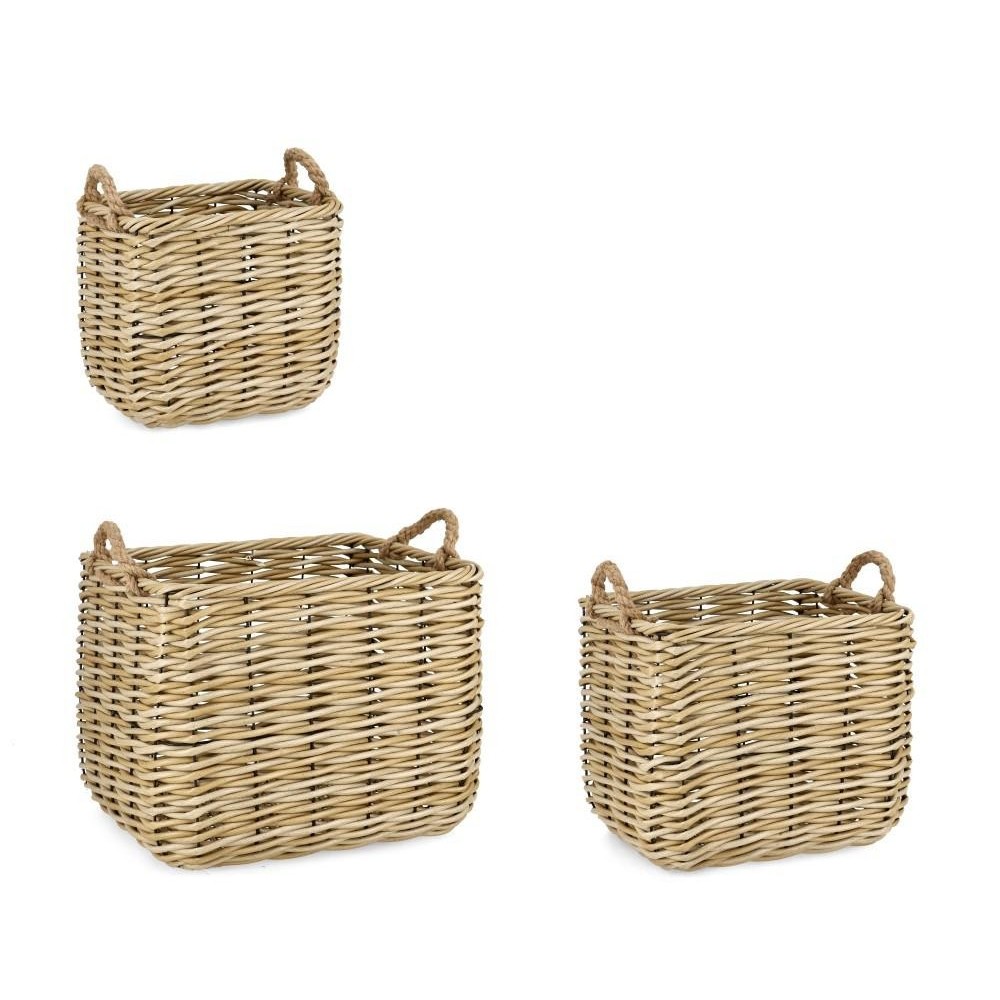 SET 3 CESTI JULEN RETTANGOLARE SVASATO NATURALE